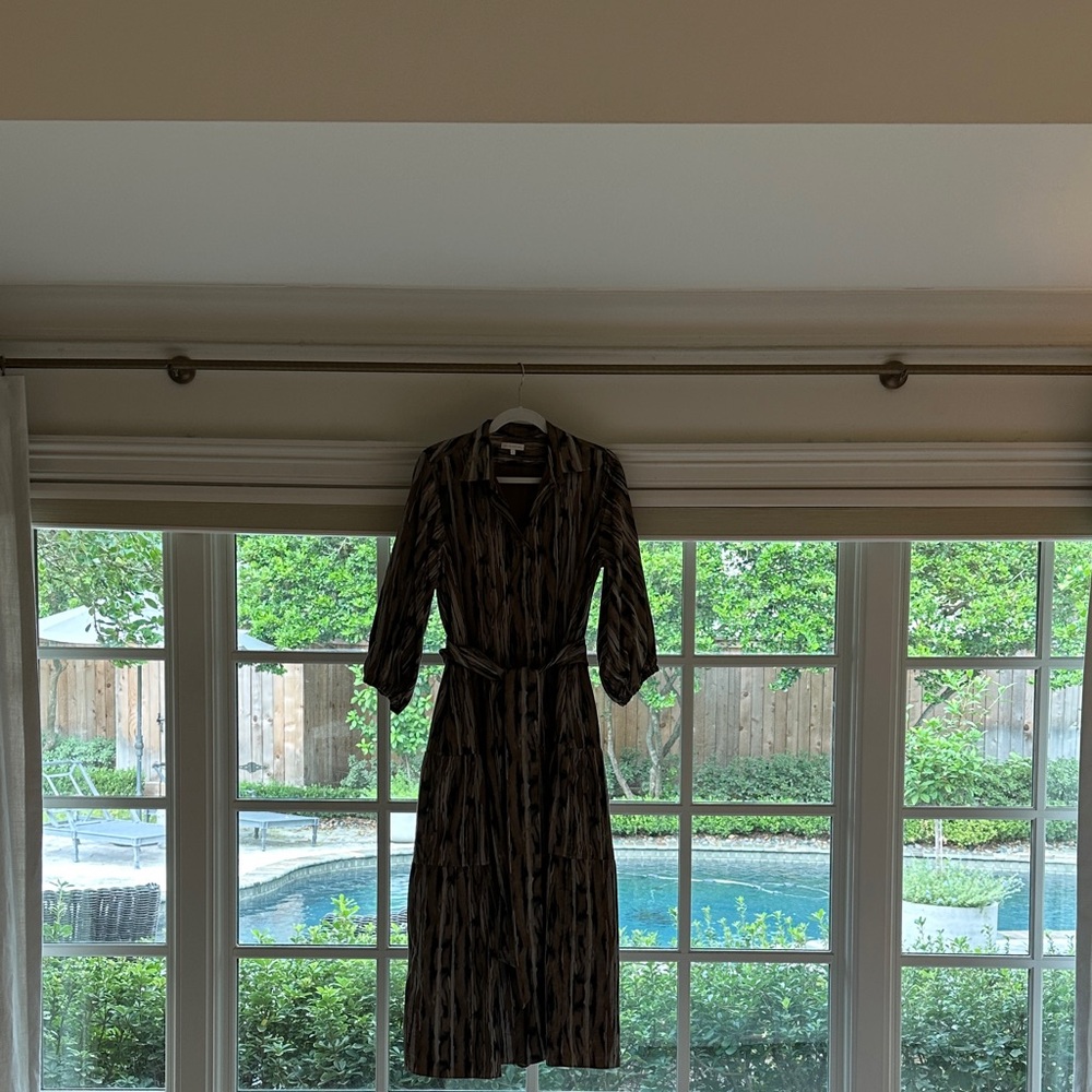ANN MASHBURN Chic Black and Brown Long Sleeve Dress